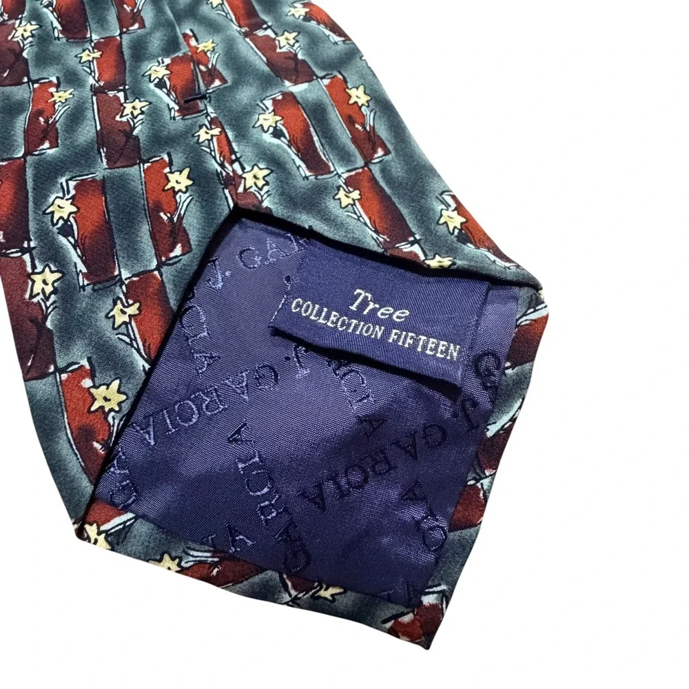 J. Garcia Mens Silk Tie‎ Collection Fifteen Tree Abstract Floral Blue Red Silk